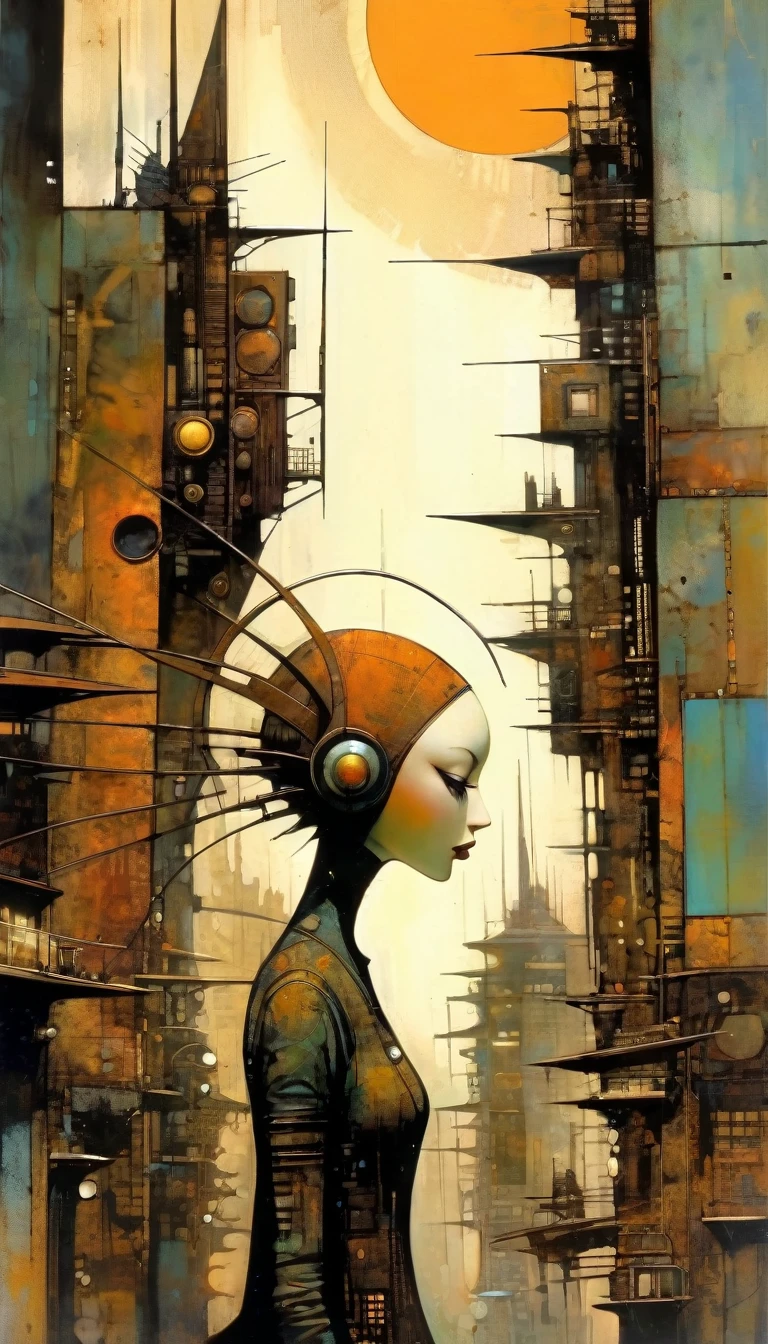 futuristic city.1.5, rusty metal city, lots of details (Dave Mckean inspired art, intricate details, oil painting)
