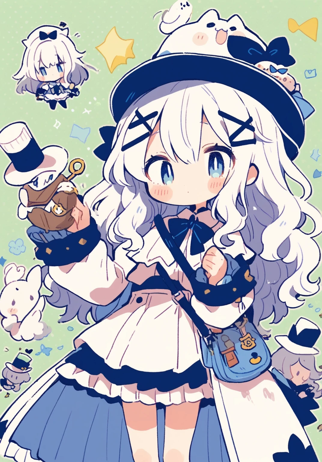 tegaki chibi 5girls Alice in Wonderland Queen White Rabbit Hatter