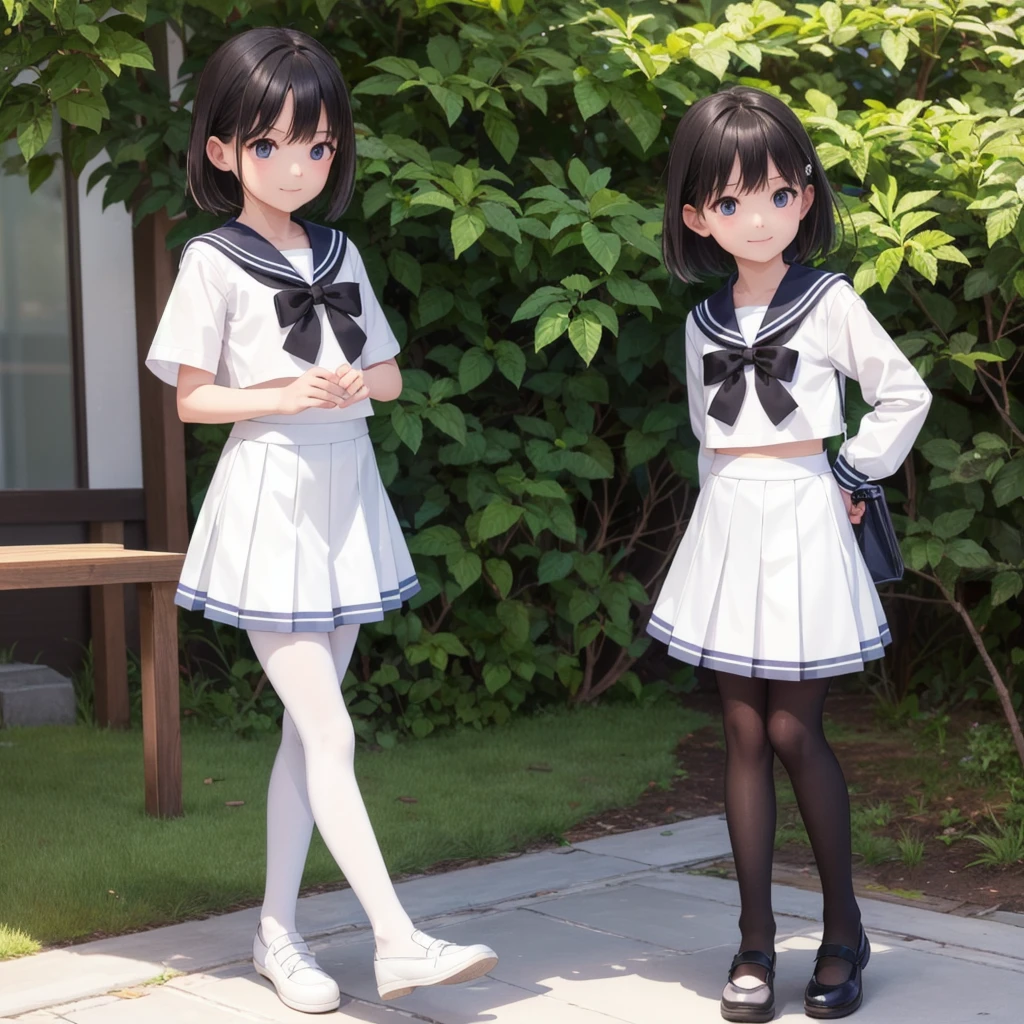 1People Girls, clear, cute, (View your viewers:1.0), detaileds sky, ((masterpiece:1.4, Highest quality)), multiple detaileds, eye shadow, SFW, (Medium Shot:1.5), Gradient eyes,
roller:addition_detailed:0.8>, (Black Pantyhose:1.2), Straight,
1People Girls, Have, Sailor, Branch Eyes, short hair, Black Hair, Sailor collar, White shirt, Semi-transparent white long skirt, Below the knee skirt, Murasa Minamitsu, hishaku、smile