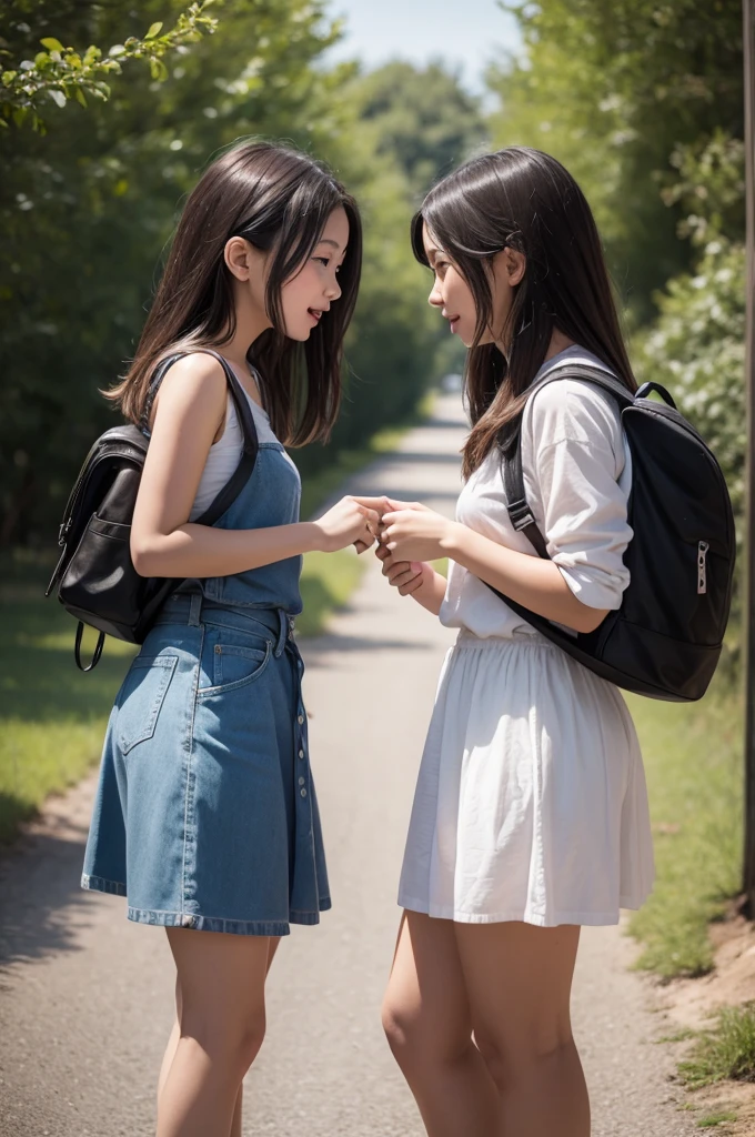 Two girls talking 