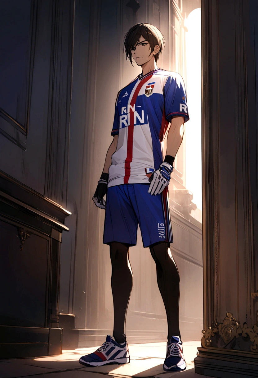 Tomb raider who wears the French jersey with the word (RN) as inscription, French flag at his feet