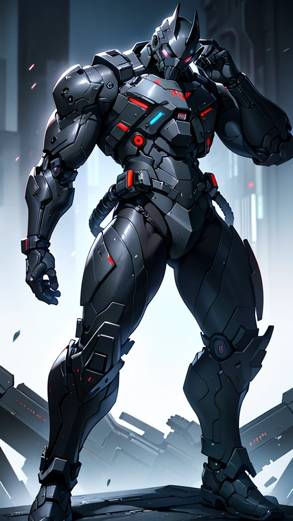 Femine cybernetic battlesuit detailed muscles realistic masterpieces full figure pose (best quality,ultra-detailed), skullfaced, fit body, slim figure, narrow waist, large buttocks, wearing a full black carbon fiber cybernetic mobile battle suit, fighting pose