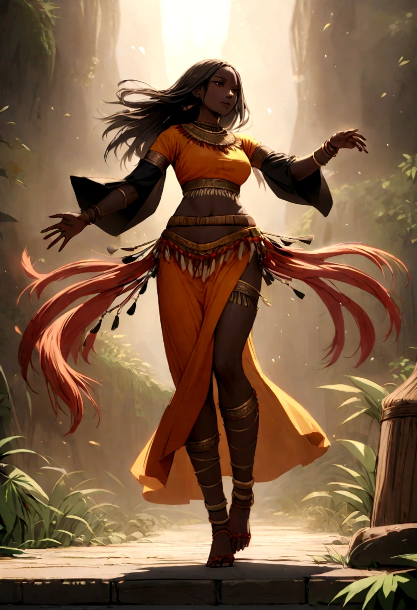 Zaouli is a traditional dancer: (full body) Zaouli is a traditional dance of the Guro people of central Ivory Coast.