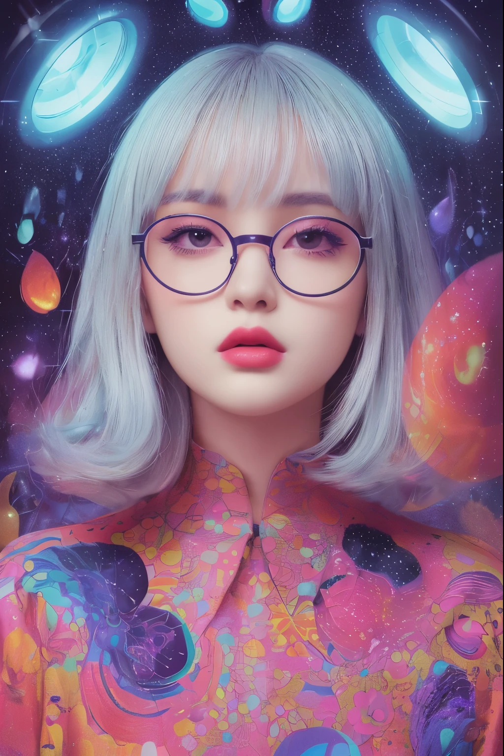 (Detailed lips), (Realistically:1.37), (Vibrant colors), (Studio Lighting), (Sharpen your focus), (High Dynamic Range), (Bokeh), (in contrast), (Kilo:1.2), (elegant), (Elegance), (like々Shii), (Luxury Accessories), (Sparkle Eyes), (Shine), (Calm), (Shine), (dream-like), (dynamic), (素晴らShiiもの), (Sensitive), (Dramatic), (Complex), (eternal), (Beautifully dressed), (Mysterious), (Mysterious), (Mysterious), (Perfect perfection), (interesting), (Individuality), (masterpiece), (High resolution), (The best quality at its best, 4K, 8K), alone, 18 year old girl,Glasses,