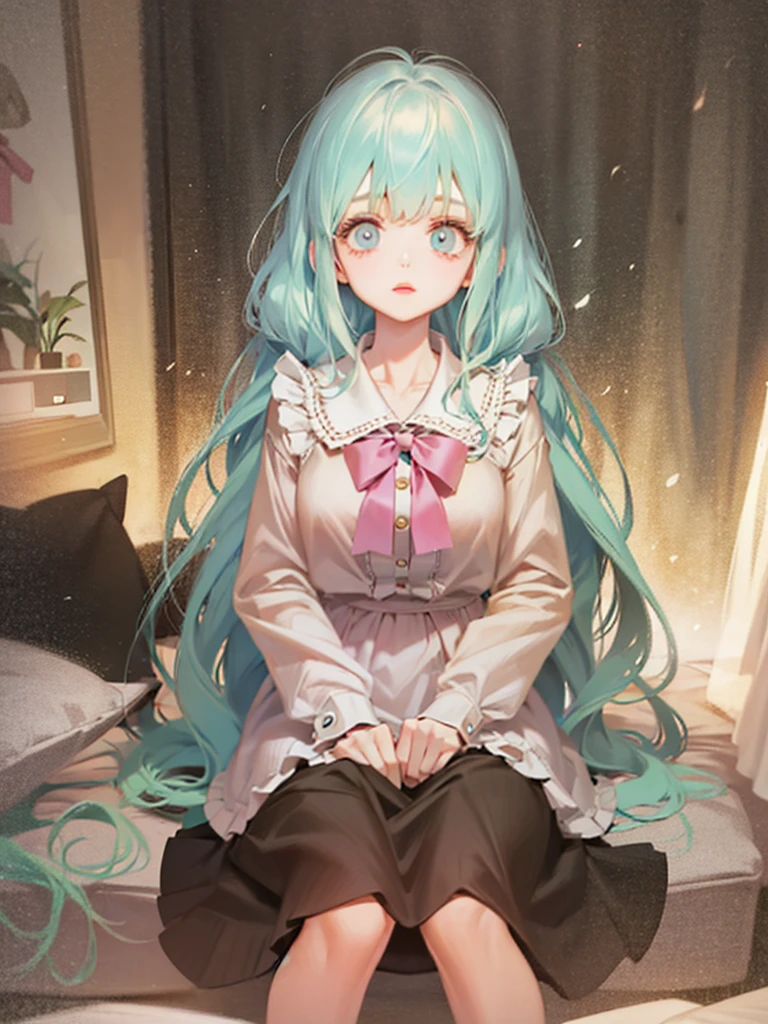 delicate Big eyes I have long hair Cute girl Pastel color clothes