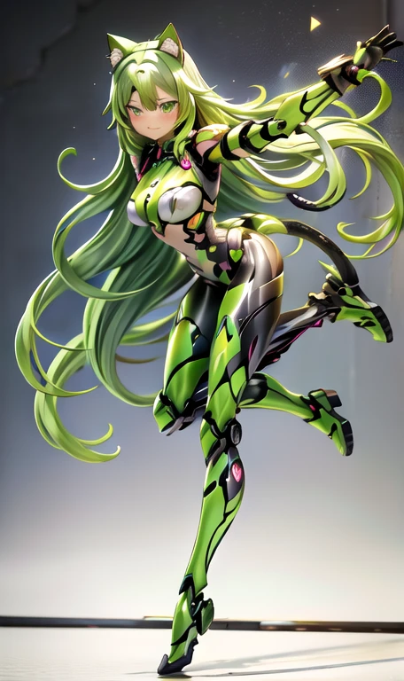  anime figure, figma,(detailed eyes))
1girl,((cat ears)),cat tail, ((long straight green hair:1.3)),big expressive neon green eyes,,expressive eyes,(((smile,blush wink))),(((full body:1.4))), ((mechanical full body suite, mecha)), feather robot wings,black kitten, cute, dynamic flirty pose, missiles on arms and shoulders, partial metal mask,standing on one leg looking at viewer ,shoulder trun to the viewer,black kitten sitting next to her, cute,flirty pose,AD ,decales,web AD
solo:1.5

