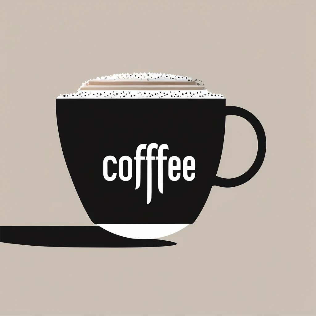  An ultra minimalist illustration of a [coffee] cleverly represented using the word 'coffee'. The letters of the word 'coffee' are arranged to form the shape of the [coffee], with no additional shapes. The design focuses on the letters creating the structure of the [coffee], with clean lines and a focus on essential elements only. The letters are in black on a white background, creating a clear and recognizable [coffee] shape with minimal detail,