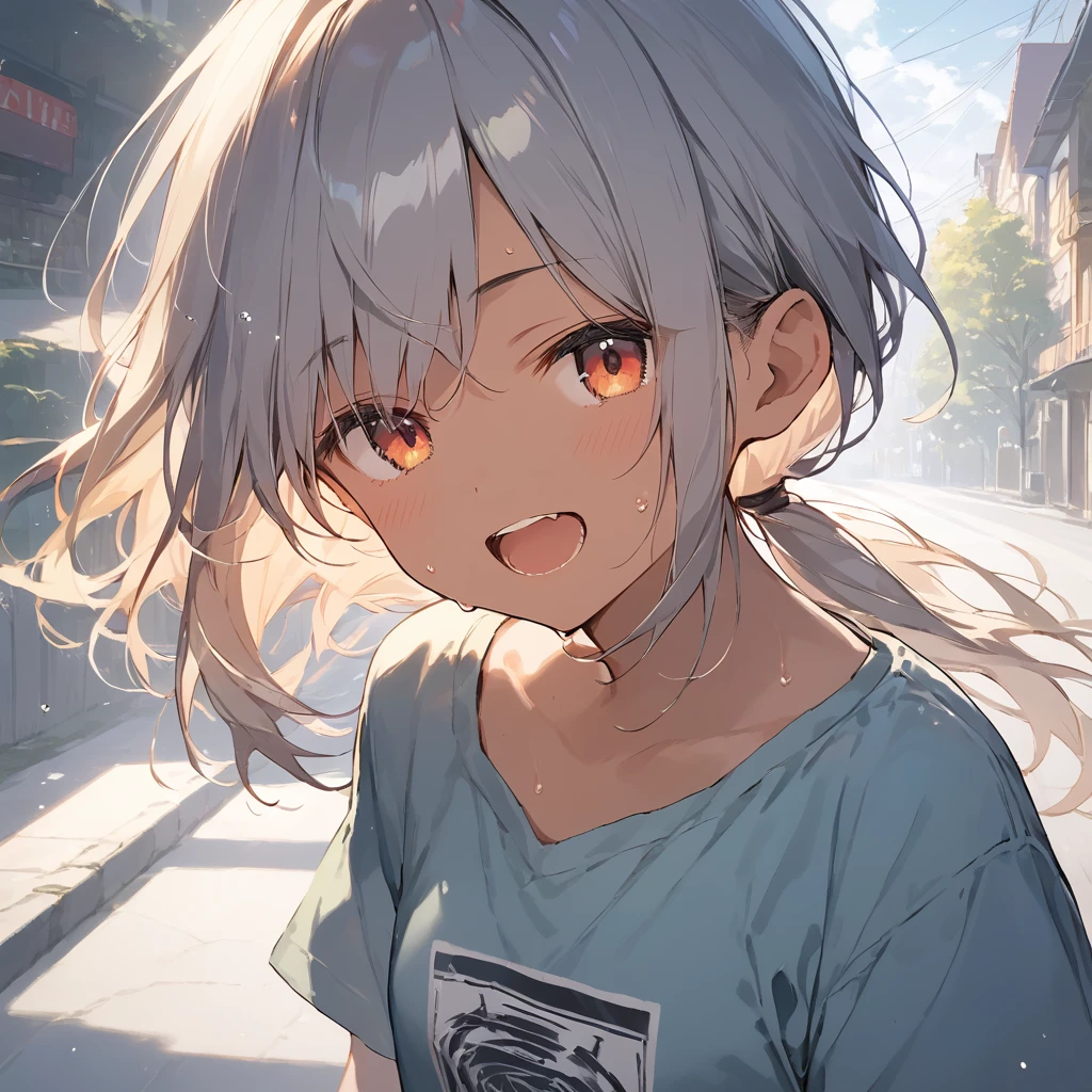 score_9, score_8_up, score_7_up, source_anime, best quality, masterpiece, official art, absurdres, highres, ultra-detailed,waifu2x,Collection: Slice of Life,break,1girl, tomboy, dark-skinned female, short hair, low ponytail, small breasts,  beautiful detailed eyes, short shorts, sweat, open mouth, (yawn:0.3), sleepily, outdoors, wind, break,(clear line illustration:1.2),very high resolution, very aesthetic, super detailed skin, Best sexual lighting powered by famous artist, 8k,cute picture,beauty illustration,photoshop_(medium),,(Detailed Lighting),best anime 8k konachan wallpaper, pixiv contest winner, 