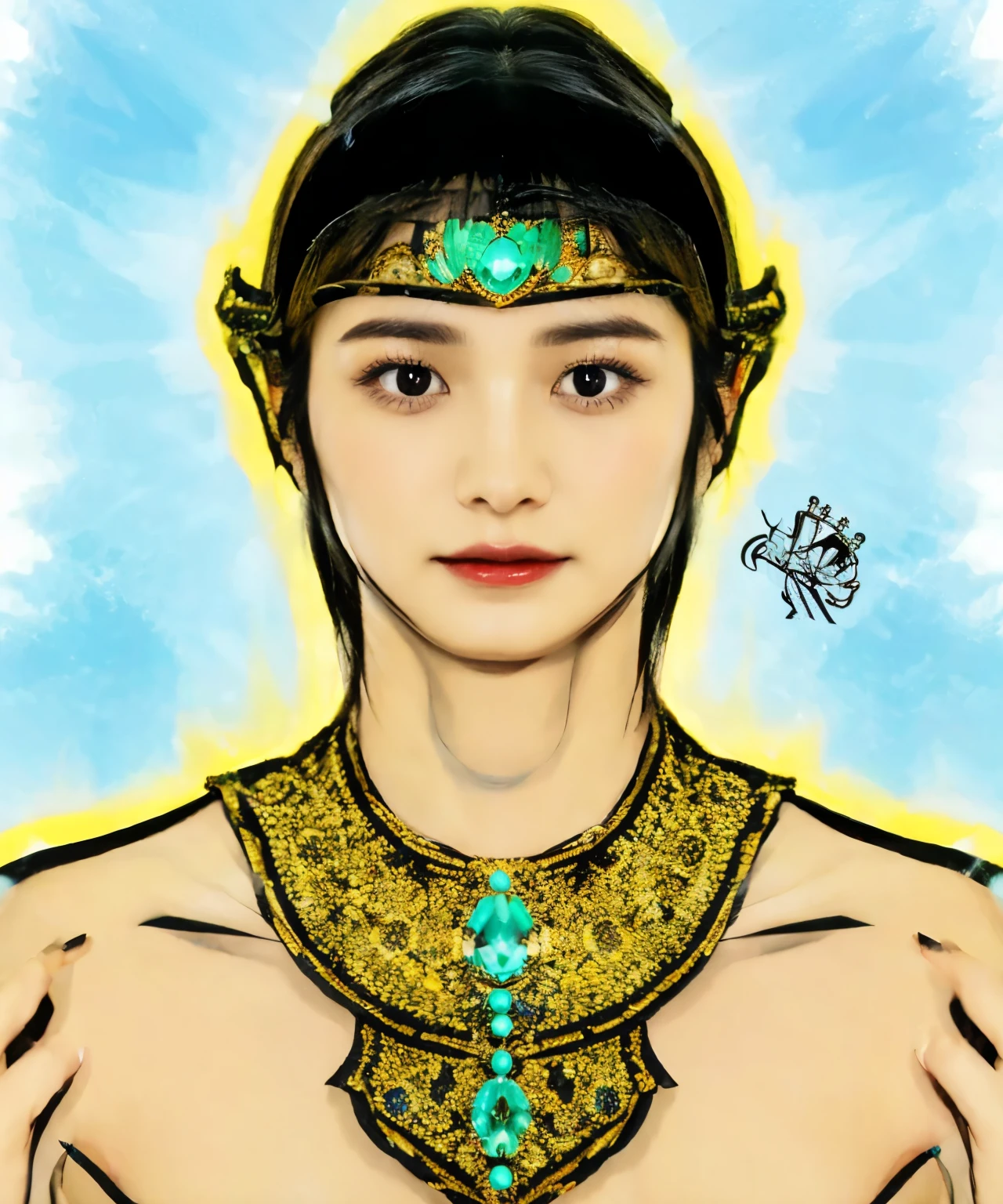 Man,black hair,with crown,realistic,full detail