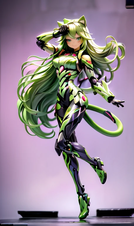 anime figure, figma,(detailed eyes))
1girl,((cat ears)),cat tail, ((long straight green hair:1.3)),big expressive neon green eyes,,expressive eyes,(((smile,blush wink))),(((full body:1.4))), ((mechanical full body suite, mecha)), feather robot wings,black kitten, cute, dynamic flirty pose, missiles on arms and shoulders, partial metal mask,standing on one leg looking at viewer ,shoulder trun to the viewer,black kitten sitting next to her, cute,flirty pose,AD ,decales,web AD
solo:1.5
