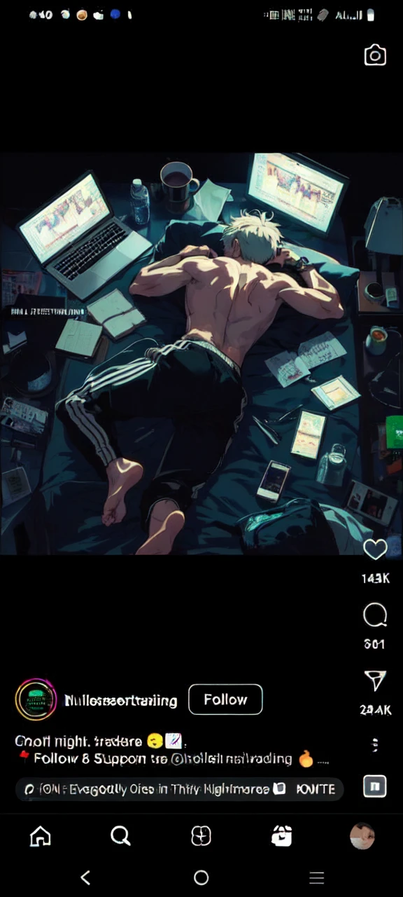 Masterpiece, best quality, (1Boy) , (solo), short hair swept to the right, black hair, parted bangs, forehead, closing eyes, sleep, night, naked, window, bedroom scenery
