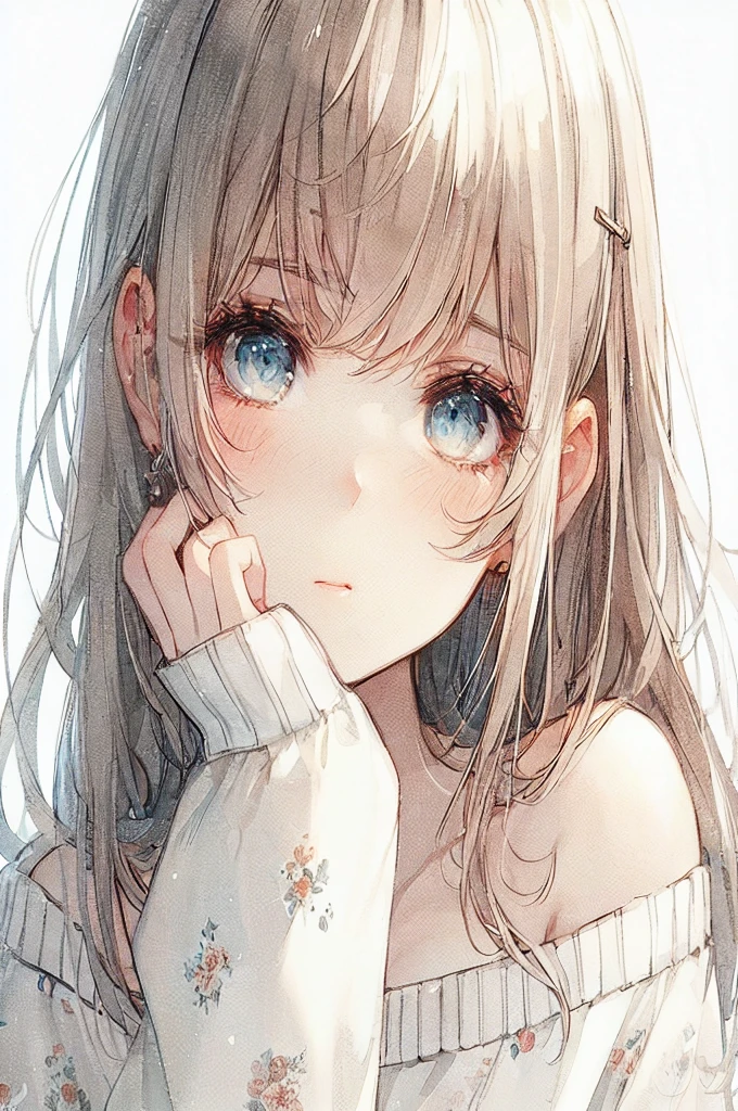 Official art using high quality hand-drawn watercolor sketch techniques. (Highest quality,4K,8K,High resolution,masterpiece:1.2),Super detailed,Beautiful detailed gray eyes,girl with beautiful eyes, everyone, Beautiful Anime Girls, Cute Anime Girl, Smooth anime art, Anime Style, Elegant colors, Soft lighting, Delicate and beautiful wet eyes, Very coquettish, (Beautiful big breasts:1.2), (The right move:1.2),