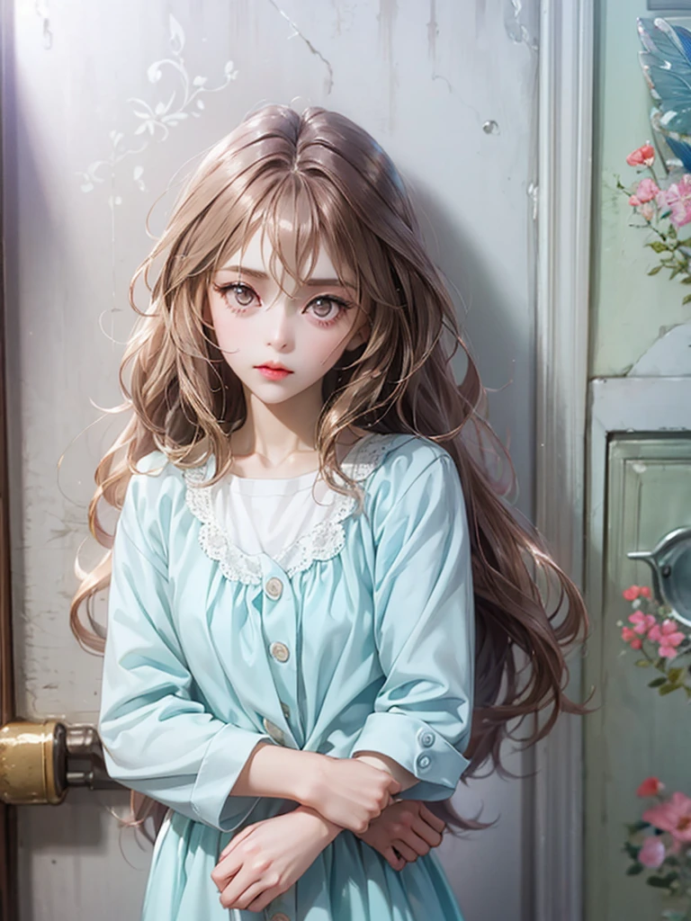 delicate Big eyes I have long hair Cute girl Pastel color clothes