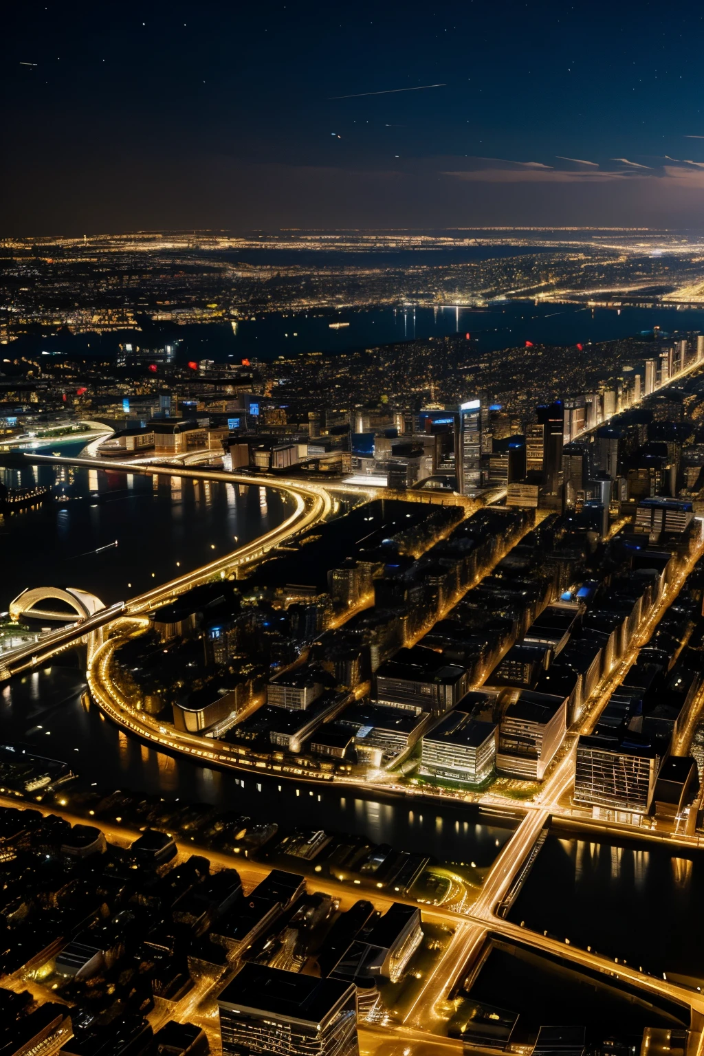 Night, Stars in the sky, Sky view,Had a beautiful city below, Lighting building,very good wallpaper