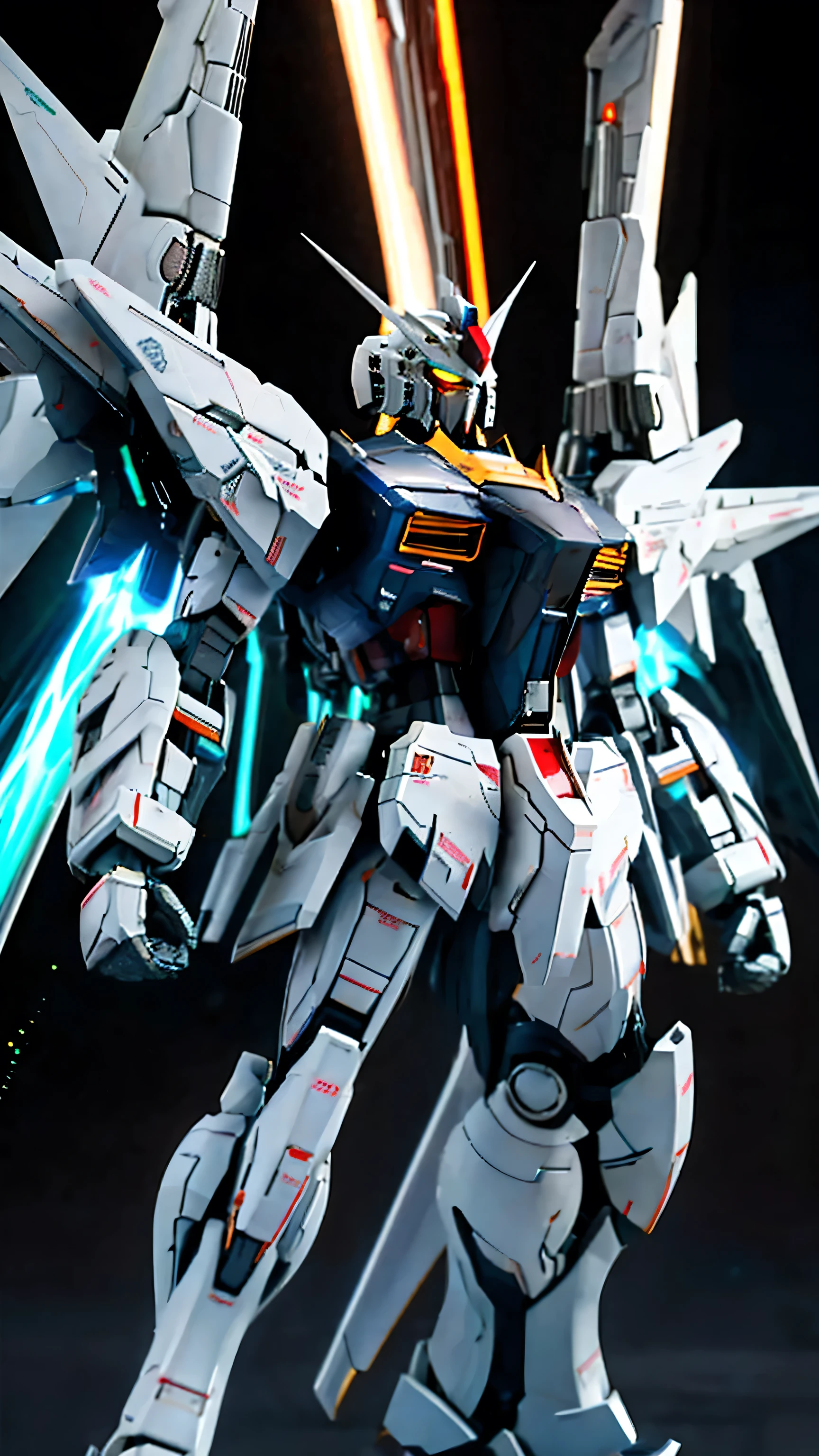 


The Mighty Strike Freedom floating in the dark space、Its huge size is particularly eye-catching。A cold and quiet star々In the sea、The metallic luster of the aircraft sparkles in the starlight.。In the background、A star twinkling in the distance々And pitch black darkness spreads、A sense of infinite expanse。

The body is a fusion of sharp lines and a solid design.、Overwhelming presence。The wings on both shoulders spread out、The glow of the energy field pulsates like a living thing.。The whole aircraft、Precisely placed details、It combines the precision of a living organism with the cold-heartedness of a machine.。

In the eyes of Mighty Strike Freedom、The red light dwells、Conveying a strong will and determination to the viewer。His gaze is sharp、It&#39;s as if he&#39;s gazing into the distance。Beam weapons and missile pods are attached to the whole body.、It shows that they are ready for battle.。

In the background、The pale earth shines small、Makes you feel part of an infinite universe。In this solitude and vastness、The Mighty Strike Freedom stands out with its presence.、It continues to exude a quiet dignity.。

