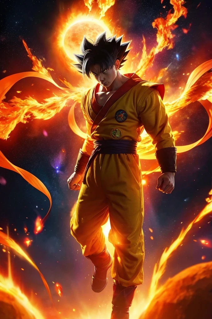 Angry Son Goku Super Saiyan 4 Space Sun Background