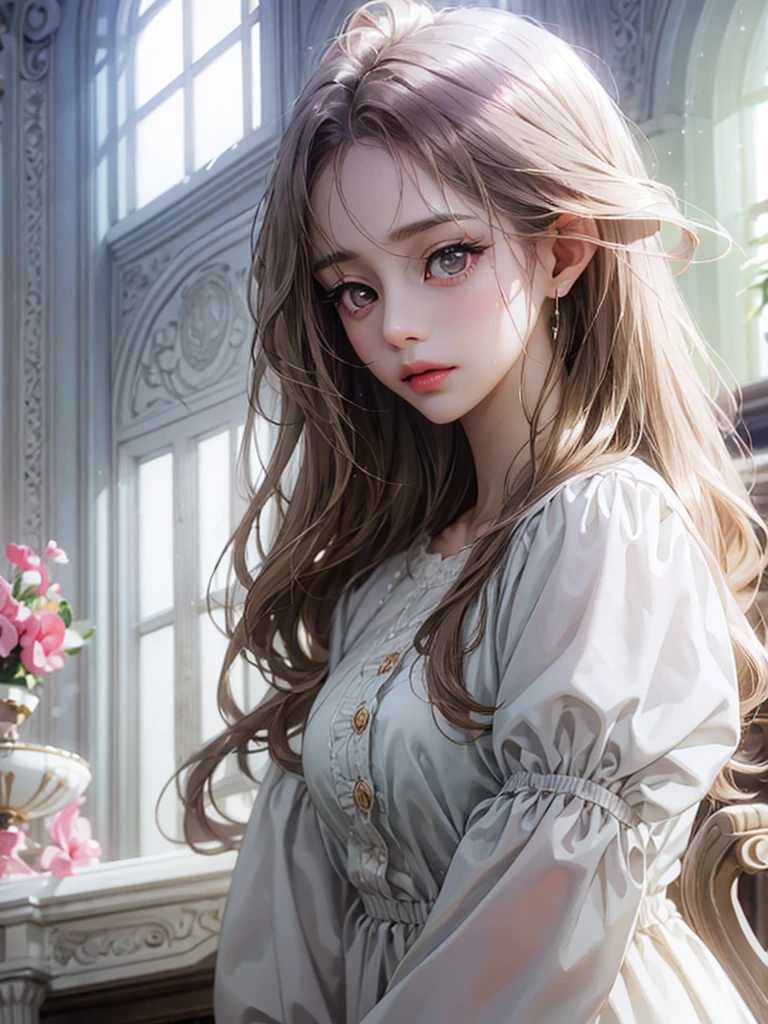 delicate Big eyes I have long hair Cute girl Pastel color clothes