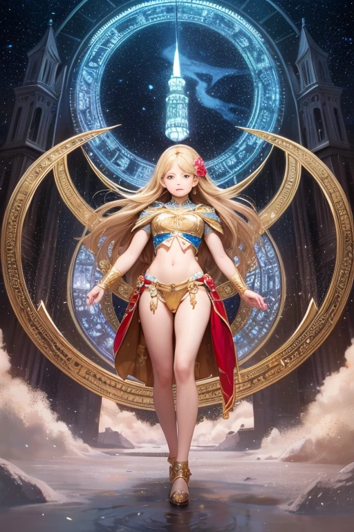 long hair of golden color、hime-cut、Golden Eyes、eye glasses、ssmile、 girl、Smaller chest、Thin pubic hair、open transparent robe、Opening legs、On the roof of a building