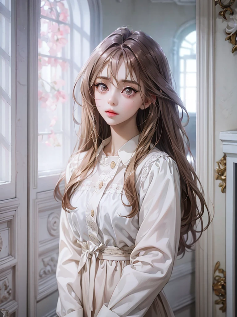 delicate Big eyes I have long hair Cute girl Pastel color clothes