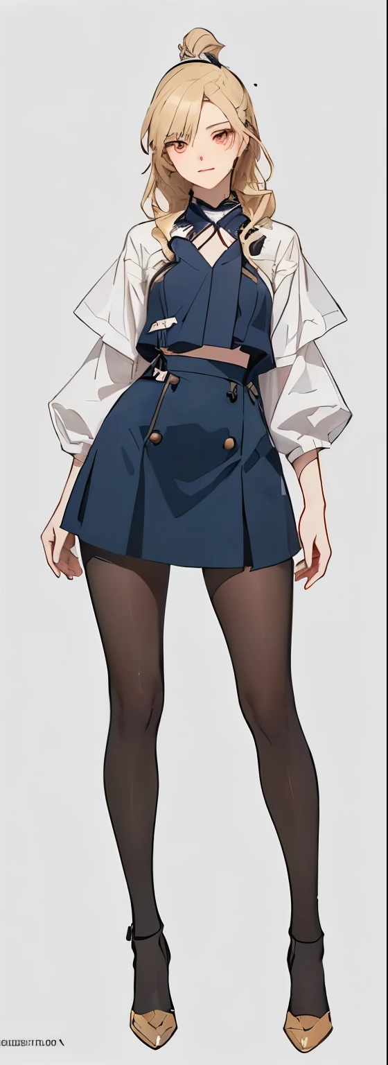 Drawing of a woman wearing a short skirt and shirt, Anime full body illustration, Kushat Krenz Key Women in Art, I will also draw the fan, Short full body portrait!, from Girls Frontline, Full body pictures, Women, female anime character, Single character full body, Highly detailed character designs, Fine details. Girls Frontline, Full body details