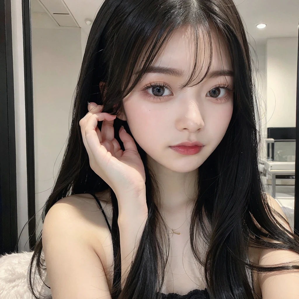 beautiful girl、double eyelid、Big、Black Hair、Long Hair、Fair skin、delicate