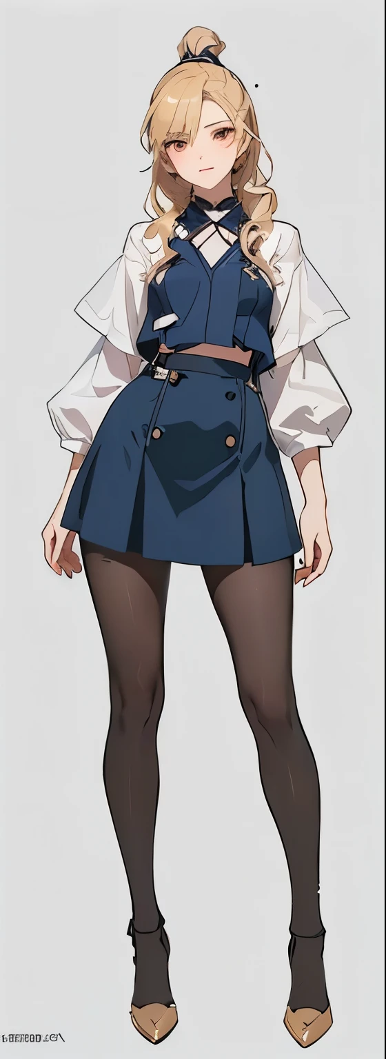Drawing of a woman wearing a short skirt and shirt, Anime full body illustration, Kushat Krenz Key Women in Art, I will also draw the fan, Short full body portrait!, from Girls Frontline, Full body pictures, Women, female anime character, Single character full body, Highly detailed character designs, Fine details. Girls Frontline, Full body details