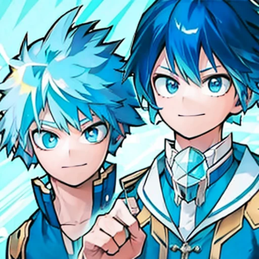 Light blue hair Bright smile juvenile Low image quality