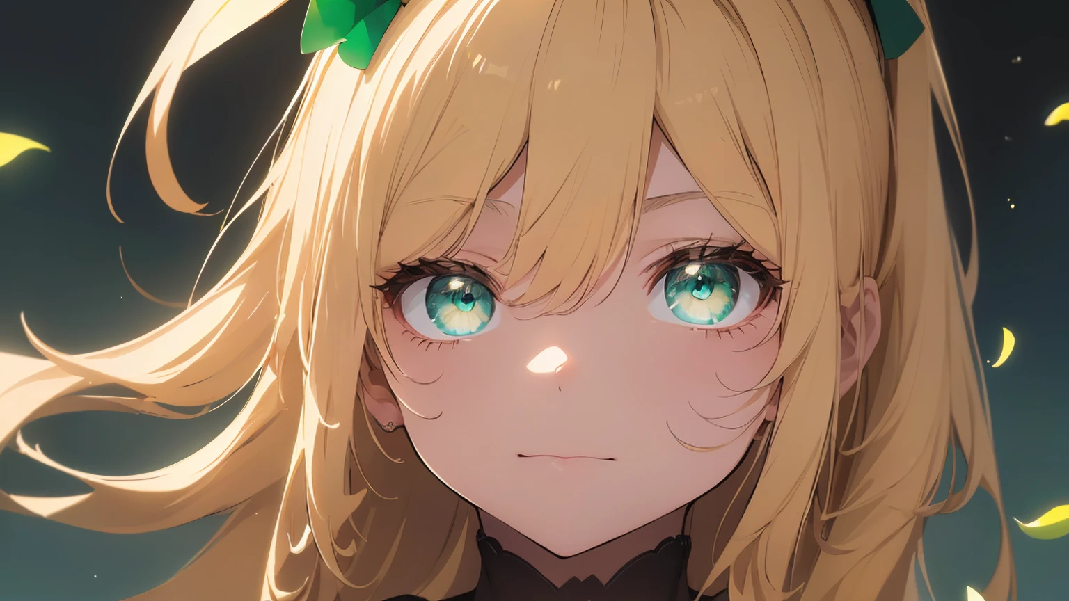 ((((Obra maestra, La mejor calidad, ultrahigh resolution)))), 1girl, standing,), ((long pure blonde hair, hair over eye)), long hair cut, shiny skin, ((green eyes)), glowing_eyes, neon eyes, (ultra detailed eyes:0.7, beautiful and detailed face, detailed eyes:0.9), ((centered)), smirk, facing viewer, ((vibrant background, dark lighting, summer, sunlight)), large chested, looking at viewer, ((half closed eyes)), ((perfect hands)), (((head:1, arms, hips in view, elbows, in view))), ((hands behind back)), empty eyes, beautiful lighting, ((outside, outdoors)), defined subject, head tilt, (((gritty)), ((creepy)), ((cool)), ((beautiful)), (((SFW))), hair ornament, petals in the air, moon in the sky, city, mature woman, adult woman, sfw, golf and green dress, night dress, she is a princess, fang, full body shot, fullbody
