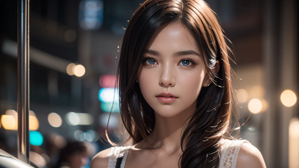 8K, masterpiece, RAW Photos, (Highest quality, detailed:1.3),Realistic, extremely detaileded CG unity 8K wallpaper, Professional photography, ((Hyperrealism:1.2)), (Sharpness of focus:1.2), Depth of written boundary, Cinematic Light, Lens flare, Ray Tracing, (Very beautiful face, Beautiful Lips, Beautiful Eyes), intricate detailed face, ((ultra detaileded skin)), One girl,club,dance