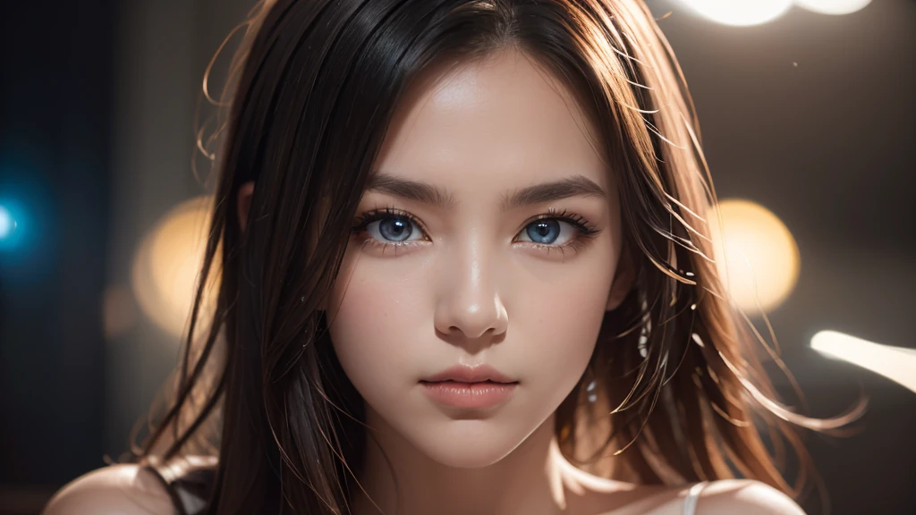8K, masterpiece, RAW Photos, (Highest quality, detailed:1.3),Realistic, extremely detaileded CG unity 8K wallpaper, Professional photography, ((Hyperrealism:1.2)), (Sharpness of focus:1.2), Depth of written boundary, Cinematic Light, Lens flare, Ray Tracing, (Very beautiful face, Beautiful Lips, Beautiful Eyes), intricate detailed face, ((ultra detaileded skin)), One girl,club,dance