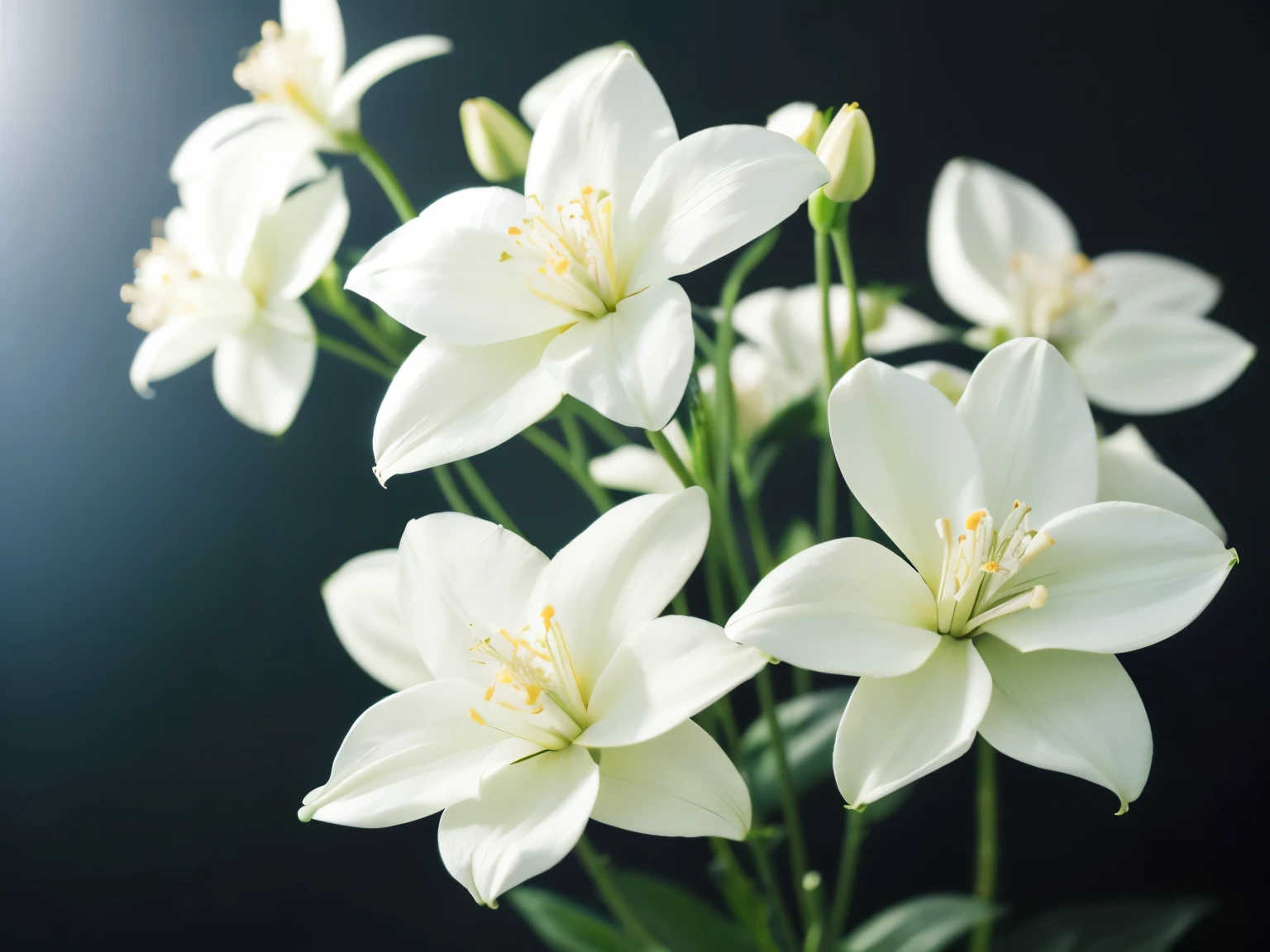  Pure white jasmine flowers on a blurred background