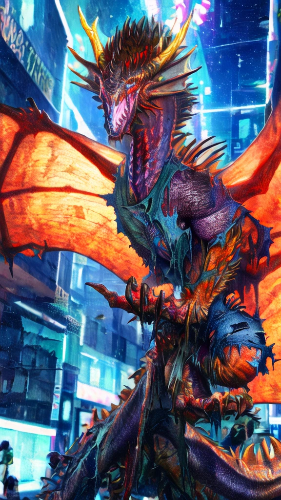 a beautiful girl with long brown hair, torn clothes, tattered clothes, screaming in terror, standing on a street corner, highly detailed, 8k, award winning, masterpiece, best quality, transformation, magma dragon, dragon, intricate details, photorealistic, cinematic lighting, volumetric lighting, depth of field, beautiful face, striking pose, dynamic composition, vivid colors, warm tones