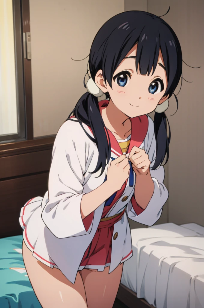 solo, 1girl, tamako kitashirakawa, , looking at viewer, smile, ,miniskirt,,my room,((nsfw)),panties