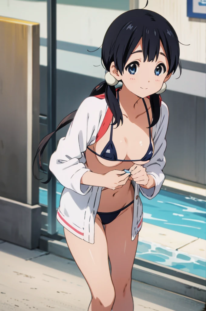  solo, 1girl, tamako kitashirakawa, , looking at viewer, smile, ,outdoor,micro bikini