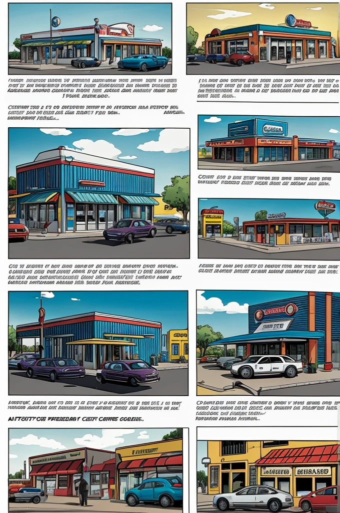 create a comic on the topic of auto centers in St. Petersburg