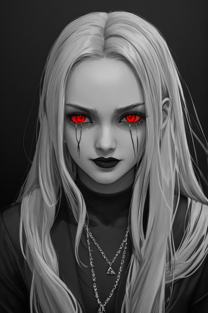 Goth man 1girl, solo, long hair, looking at viewer, red eyes, jewelry, necklace, black background, portrait, glowing eyes, by vergvoktre, dramatic, gritty, intense, distorted face, nightmare, intricate details, hyperdetailed, cinematic, dark shot, film grainy, soothing tones, muted colors, technicolor, looking at viewer, red eyes, humans have 3 faces, the first face has an evil aura, the second face has a sad aura and the third face has a happy aura, the face with a happy aura is in the middle position, creepy
BREAK
outdoors, twilight, raytracing BREAK
d4rk4rt artstyle, monochrome, greyscale