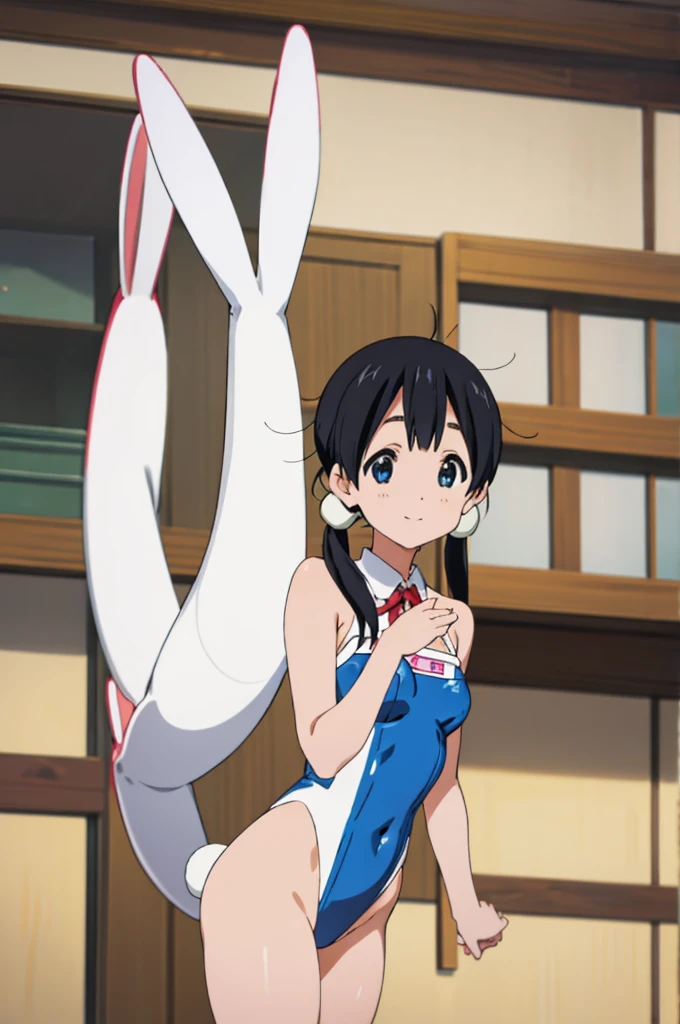 solo, 1girl, tamako kitashirakawa, , looking at viewer, smile, ,indoor,bunnysuits,bunnygirl,leotard,latex