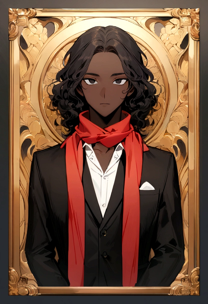 ((best qualityer)), ((work of art)), (detailded),1 boy with a scarf around his neck, Brown Skin Short Wavy Hair with Black Eyes