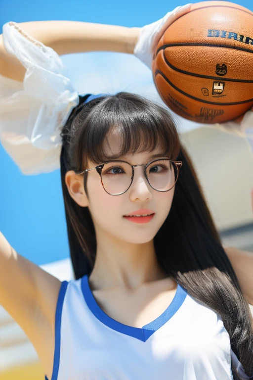 Highest quality、masterpiece、High sensitivity、High resolution、Detailed Description、Slim Body、Glasses、basketball