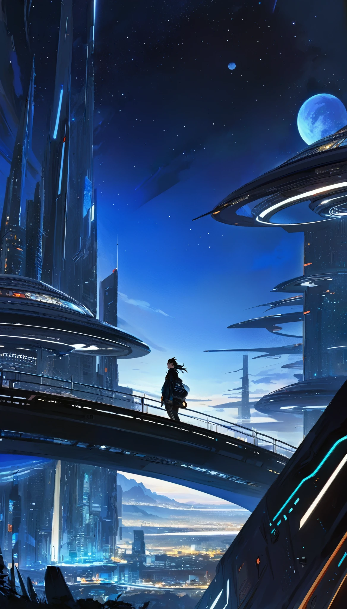 great futuristic landscape:1.5, night (inspired by art by Katsuhiro Otomo). oil painting)

