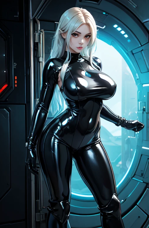 1 girl, the creature inside, slime \ (substance \), detailed, horror, difficult, , masterpiece, Best quality, highly detailed, immersed in biological space, latex combat suit, royal sister with big breasts, goddess, Tall appearance, long legs, sexy body, compressed, connected