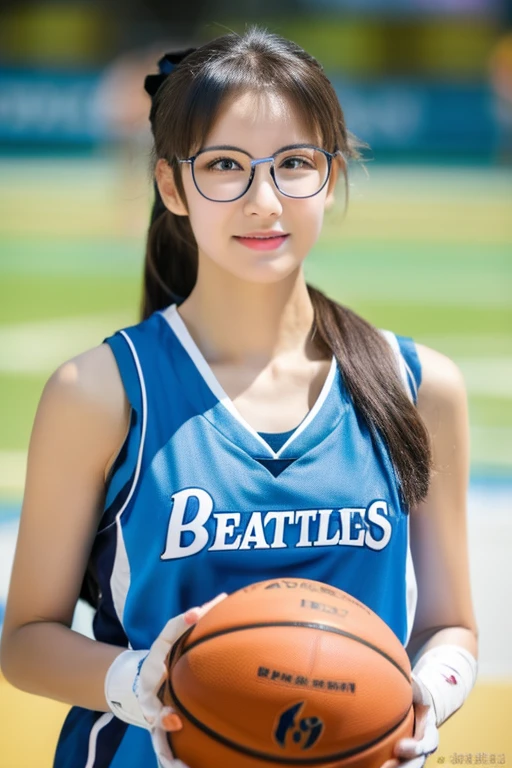 Highest quality、masterpiece、High sensitivity、High resolution、Detailed Description、One Woman、Slim Body、Glasses、Basketball players、