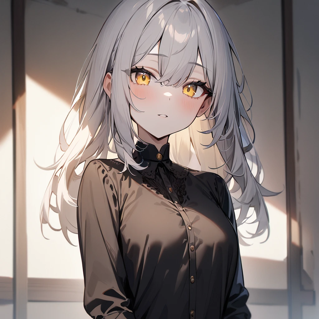 1girl,pale hair,yellow eyes,pale eyes,masterpiece,best quality,very aesthetic,absurdres,(front view)