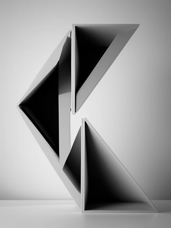 intricate negative space composition, abstract geometric shapes, letter v, minimalist design, high contrast monochrome color scheme, sharp focus, photorealistic, cinematic lighting, digital art, 8k resolution