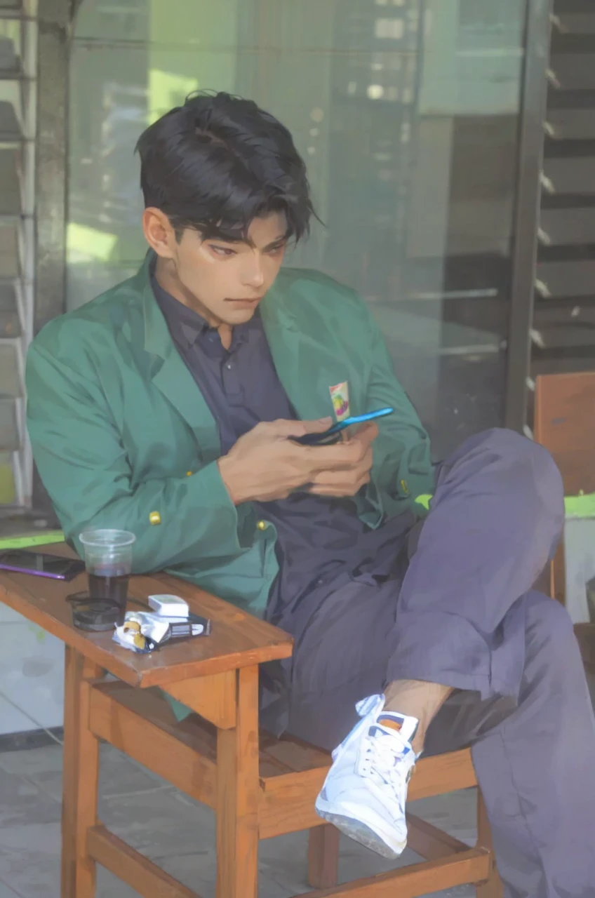 lifelike,(The Masterpiece,Top quality,best qulity,officlal art),greatly detailed,Colorful,Most detailed,god,shorter hair,black color hair,Handsome man,gargantilha,short sleeve,outskirts,sunglasses