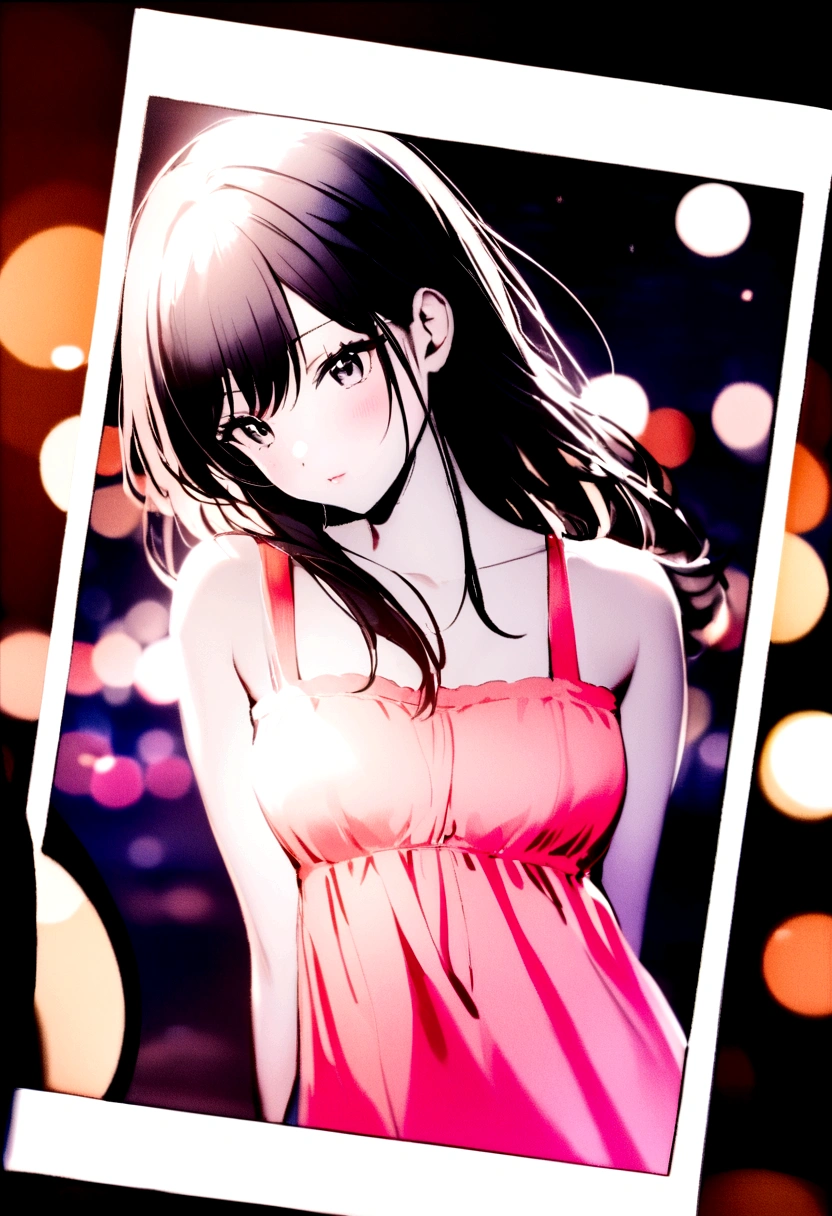 polaroid photo, night photo, photo of 24 y.o beautiful woman, pale skin, bokeh, motion blur