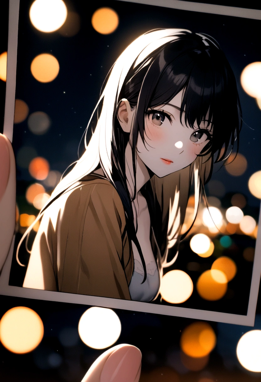 polaroid photo, night photo, photo of 24 y.o beautiful woman, pale skin, bokeh, motion blur