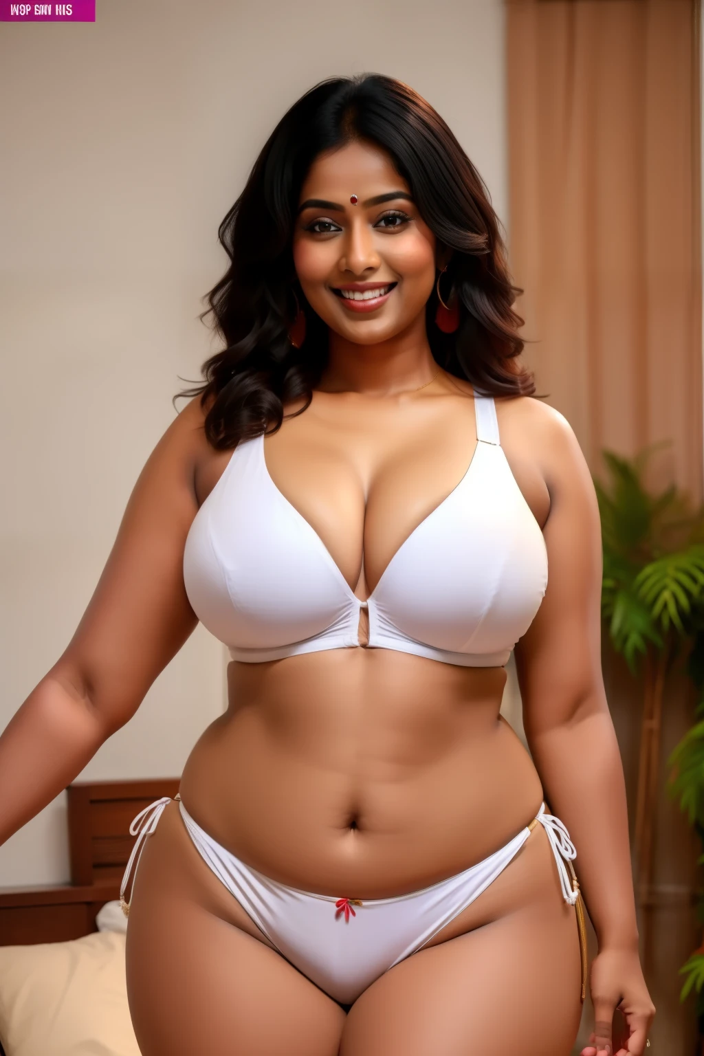 Beautiful indian women xxl size chest wearing bra with penty bikini sexy