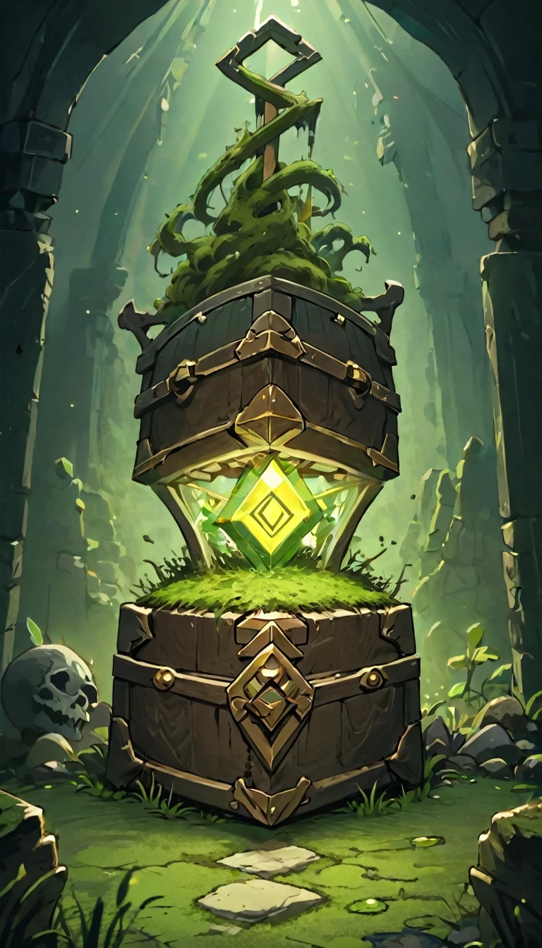 Highest quality、masterpiece、Highly detailed CG unit wallpaper、High resolution、RAW Photos、Very detailed、BREAK、dungeon of darkness、light moss、Blue glowing moss、The only light source is luminescent moss、Stone Dungeon、Wide promenade、BREAK、Treasure chest at the dead end、Treasure Chest with Teeth、Teeth are pointed、danger、The treasure chest is a Mimic、Glowing Mimic、Mimic holding up a welcomeboard、