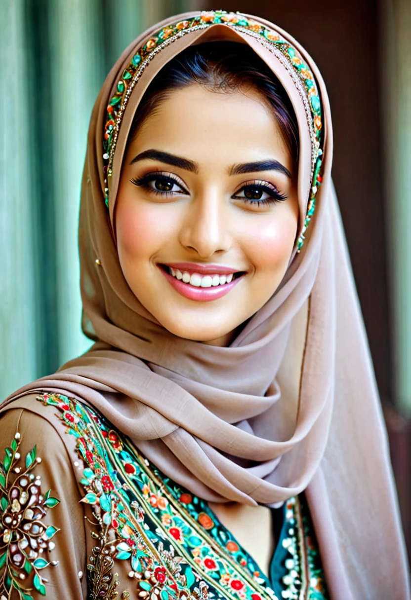 Pakistani beautiful girl-like girl like a robot lady. with hijab . and beautiful smile
